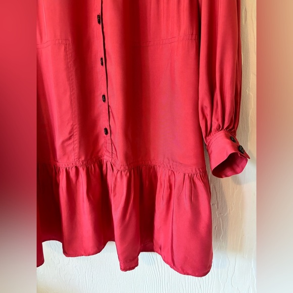 Banana Republic Pink Button Flounce Hem Mini Oversized Loose Fit Tunic Dress - Picture 8 of 16